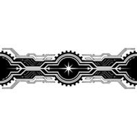 Futuristic Tech Black White Circuitry Ornament vector
