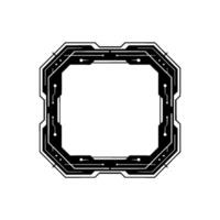 Circuit Board Frame Futuristic Tech Border With Glow Elements vector
