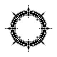 Geometric Abstract Circle Symbol With Spikes Black And White vector
