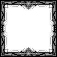 Futuristic Tech Frame, Geometric Border, Black And White, Minimalist vector