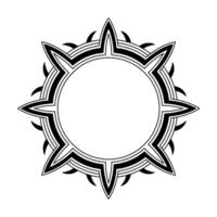 Geometric Sunburst Frame Black White, Minimalist, Decorative, Blank Center vector