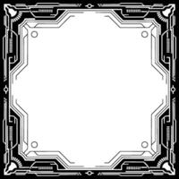 Futuristic Tech Frame Black White Circuit Board Border With Empty Space vector