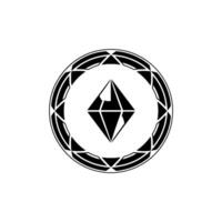 Geometric Black Diamond In Circle, Minimalist vector