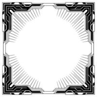 Geometric Deco Frame With Burst Lines Black White vector