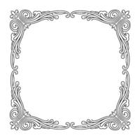 Ornate Scrollwork Frame Elegant Black Outline On White vector