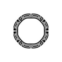 Geometric Greek Key Circular Frame On White vector