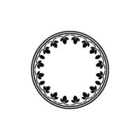 Elegant Black Floral Circular Frame on Neutral Background vector
