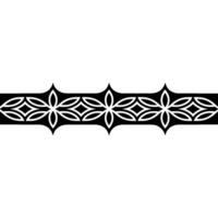 Modern Black White Ornamental Border Repeating Floral Pattern on Clean Backdrop vector