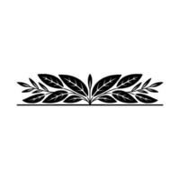 Elegant Leaf Border Minimalist Black Foliage Ornament on White vector