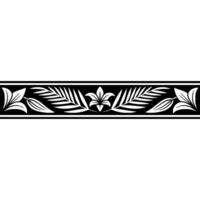 Black and White Floral Border Elegant, Repeating Pattern, Isolated vector