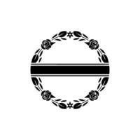 Elegant Floral Wreath Emblem with Horizontal Stripe vector