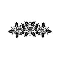 Elegant Black Poinsettia Border on White Festive Minimalist vector