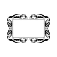 Elegant Black Floral Frame with Blank Center on White Background vector
