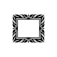 Elegant Black Leaf Frame on White, Minimalist, Illustration vector