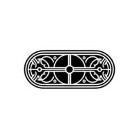 Elegant Black White Decorative Oval Ornament on Folded Paper vector