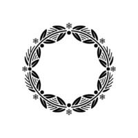 Minimalist Christmas Wreath Black Red Holiday Frame on Cream Background vector