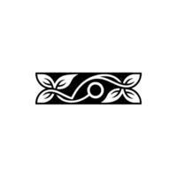Black Leaf Circle Decorative Element on White vector
