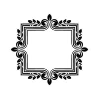 Ornate Black Frame with Floral and Scroll Elements on White vector