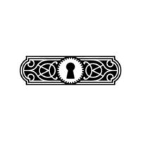 Decorative Keyhole with Ornate Pattern, Black White, Illustration vector