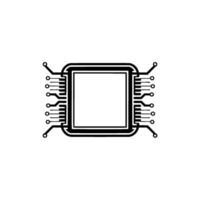Minimalist Cpu Chip Technology, Connectivity, vector