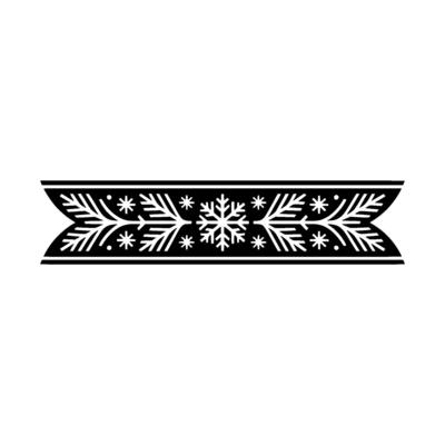 Elegant Black and White Winter Ribbon, Snowflake Motif