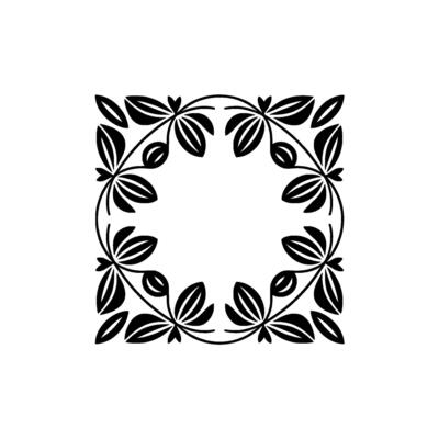 Modern Botanical Frame, Black and White, Decorative Element