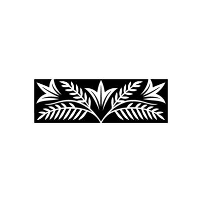 Minimalist Floral Border in Black and White,