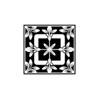 Ornate Black and White Tile with Fleurdelis Pattern vector
