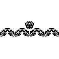 Elegant Black Rose Floral Border on White Background - Pattern vector