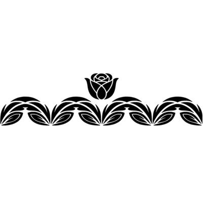 Elegant Black Rose Floral Border on White Background - Pattern