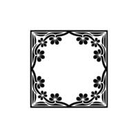 Elegant Black Floral Frame on White Decorative Element - Border vector