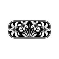 Elegant Floral Motif, Black White Lily Border, Art Nouveau Style vector