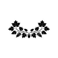 Elegant Black White Autumn Leaf and Acorn Wreath vector