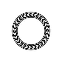 Circular Foliage Border, in Black and White on White Background vector