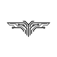 Tech Wing, Minimalist Circuit Board on White vector