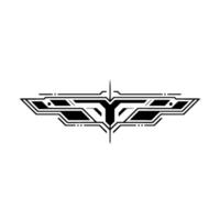 Abstract Tech Emblem Geometric Lines on White, Futuristic vector