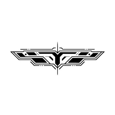 Abstract Tech Emblem Geometric Lines on White, Futuristic