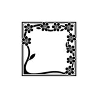 Elegant Floral Frame Black White Decorative Border for - Floral frame vector