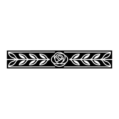 Elegant Rose and Leaf Border in Black and White - Floral
