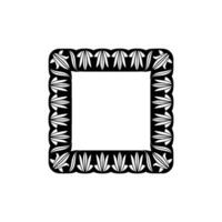 Elegant Black White Floral Frame Minimalist Element vector