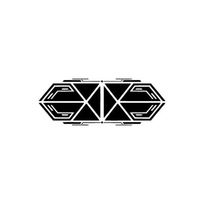 Minimalist Tech Geometric Black Shapes on White Background