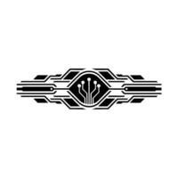 Abstract Circuit Board Eye, Tech, Minimalist Black White vector