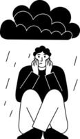 A glyph style illustration showing a person having depression vector