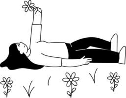 A glyph style illustration showing a person relaxing vector