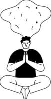 A glyph style illustration showing mindfulness vector