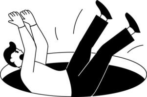 A glyph style illustration showing a person falling vector
