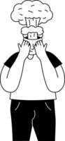 A glyph style illustration showing stressed out person vector