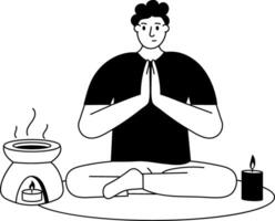 A glyph style illustration showing a person doing meditation vector