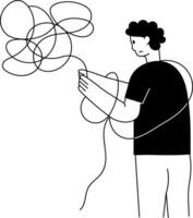 A glyph style illustration showing tangled thoughts vector