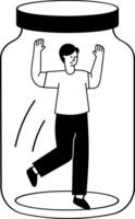 A glyph style illustration showing a stuck person vector